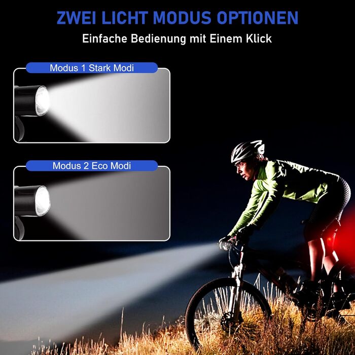 Набір LED-ліхтарів для велосипеда: фара та задній ліхтар, USB-зарядка, водонепроникність, схвалено STVZO, для дітей та дорослих