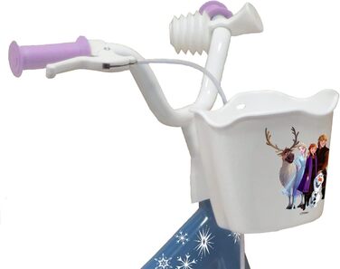 Дитячий велосипед Atlas Frozen 12 дюймів для дівчаток, з кошиком, ляльковим сидінням, захисними крилами та шоломом, блакитний