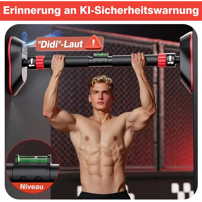 Климмер для дверного отвору FumyFumy, турнік для дверей, обладнання для калістеніки, висувна стійка для підтягувань 73-100 см, вантажопідйомність до 220 кг з сигналізацією безпеки