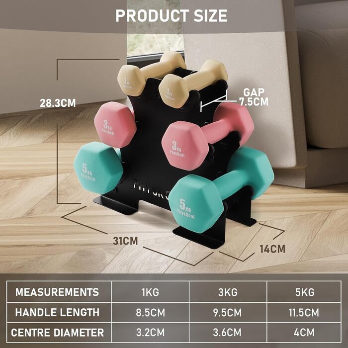 Набір гантелей KurzhanTel для дому та фітнесу, 18 кг (бежевий, рожевий, тіффані)