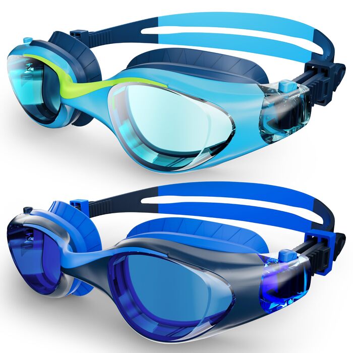 Дитячі окуляри для плавання Schwimmbrille: захист від УФ-променів та запобігання запотіванню, водонепроникні, для хлопчиків та дівчаток 6-14 років, сині + темно-сині