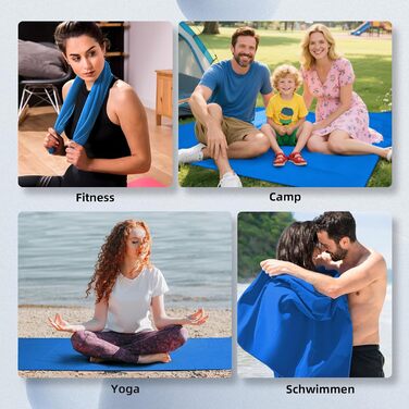 Набір рушників Damoguin 3 шт. з мікрофібри, великі (180x80 см) та 2 шт. маленькі (80x40 см). Швидковисихаючі рушники з мікрофібри для спорту, пляжу, ванни та подорожей (темно-синій)