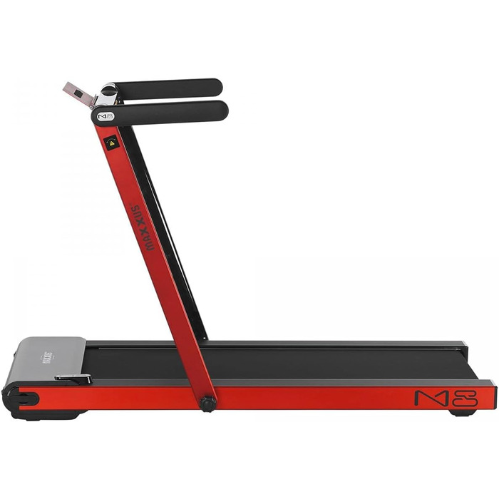 Бігова доріжка MAXXUS M8 електрична, 2 к.с., 12 км/год, складна, 125x45 см, Bluetooth, LCD, керування через додаток, ролики, тримач для планшета, червона/срібляста/бронзова — фітнес-тренажер для дому та офісу