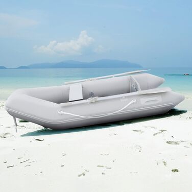 Надувне човен Dartmoor для 2 дорослих: сірий човен з алюмінієвим дном, веслами та насосом (230x130x33 см)