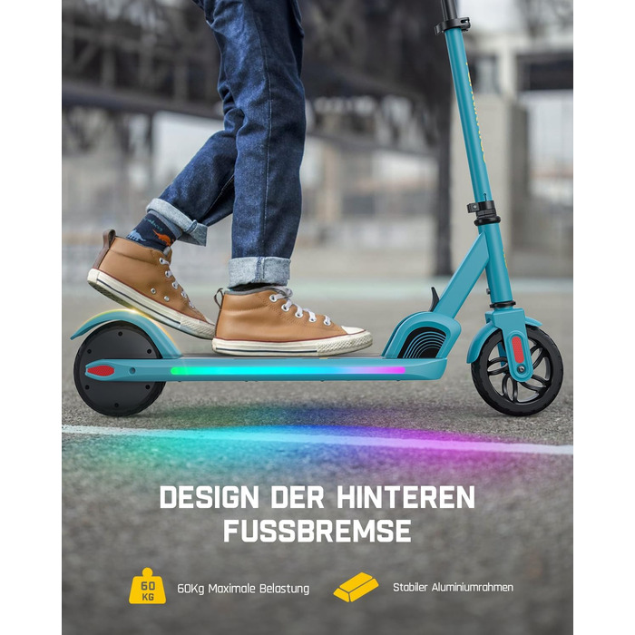 Дитячий електросамокат FanttikRide C9 Pro, регульований, з LED-підсвіткою, до 8 км, для дітей від 8 років, синій