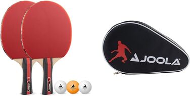 Набір для настільного тенісу JOOLA Rosskopf 2: 2 ракетки, 3 м'ячі 40+mm, сумка, червоно-чорний