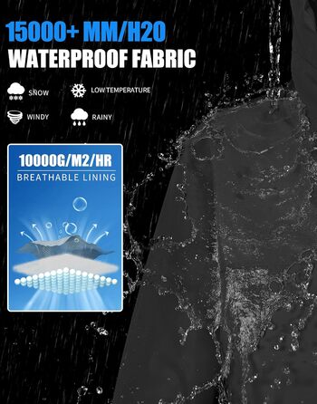 Чоловіча водонепроникна тепла дихаюча куртка для сноуборду та гірськолижного спорту, зимова куртка з капюшоном, Outdoor, сіра, розмір L