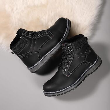 Чоловічі зимові черевики ANALEAF - теплі зимові чоботи для вулиці, водонепроникні, з антиковзкою підошвою, трекінгові, зелені (чорні, 42 EU)