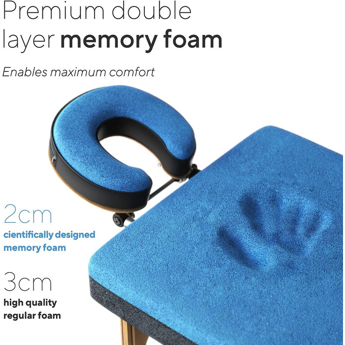 Складаний масажний стіл Luxton Home з 3 секціями з піни Memory Foam, регульована висота, переносна сумка, підголівник