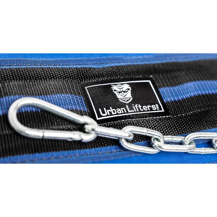 Діп-пояс Urban Lifters з металевим ланцюгом 80 см, для підтягувань, віджимань, пауерліфтингу та важкої атлетики, широка спинка 15 см