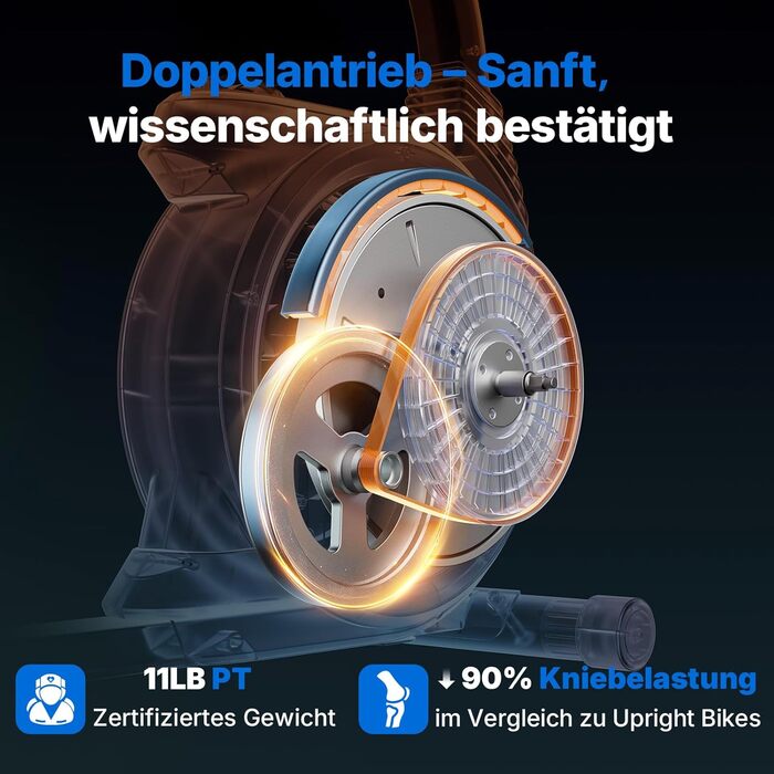 Велотренажер MERACH Liegeergometer для дому з 8 рівнями регулювання опору, легкий комерційний велотренажер з Bluetooth, LCD-дисплеєм та датчиками пульсу (Чорний, автоматичне регулювання опору)