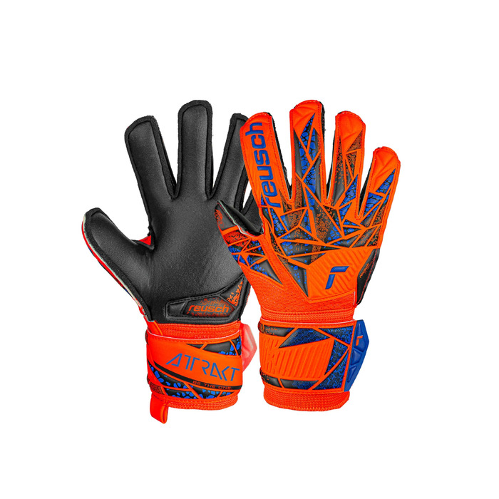 Воротарські рукавиці Reusch Attrakt Silver Junior (6) оранжево-синьо-чорні для футболу, для дітей та підлітків, універсальні