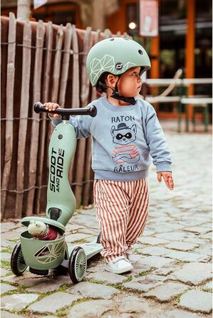 Біговел Scoot & Ride Highwaykick 1 Lifestyle з сидінням та контейнером (Зелені лінії)