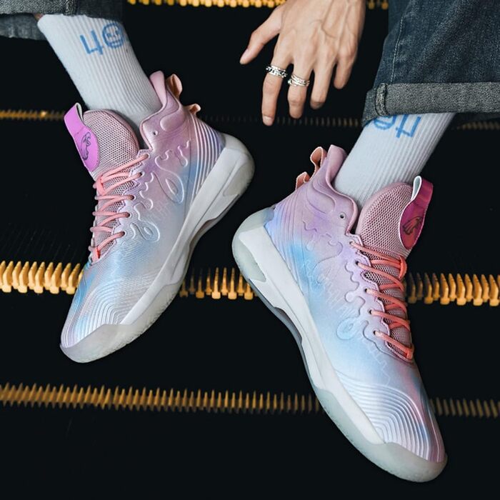 Кросівки баскетбольні чоловічі/жіночі, спортивні, для бігу, тренувань, повсякденного носіння, легкі, з неслизькою підошвою, зносостійкі, кольори рожевий/блакитний, розмір 40 EU