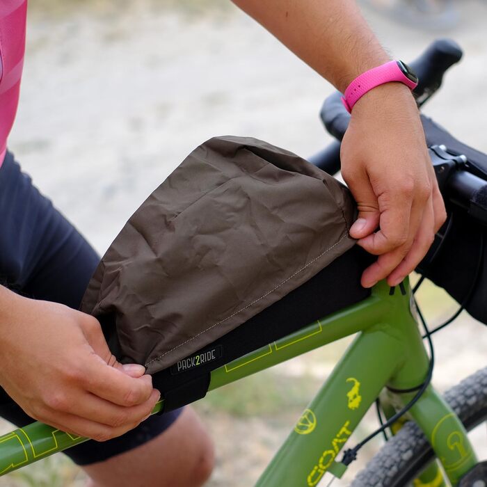 Велосумка PACK2RIDE Onedrop на раму, водостійка Cordura, 1.2 л, чорна – верхня трубка, для велоподорожей, байкпакінг