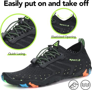 Чоботи для плавання та відпочинку на пляжі Saguaro: аквашузи, серф-шузи для жінок, чоловіків та дітей. Розміри 35-48, чорний колір.