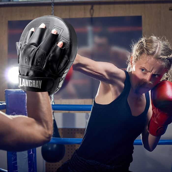 Рукавиці для боксу LangRay, 1 пара, з штучної шкіри, для дітей та дорослих, бокс, кікбоксинг, MMA, муай-тай, карате, чорні