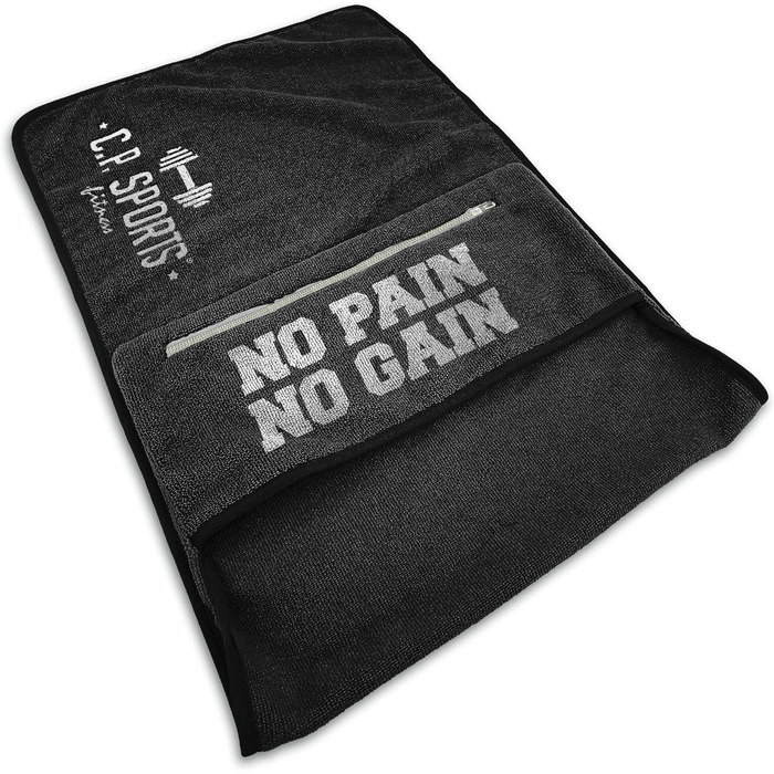 Рушник для фітнесу C.P. Sports: мікрофібра, фіксація, кишеня на блискавці, для тренувань, м'який, великий, 5 кольорів (темно-сірий)