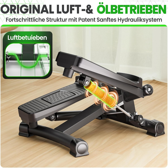 Ultrasport Swing Stepper для дому: міні-степер 2-в-1 з мотузками та LCD-дисплеєм, тихий, з регулюванням навантаження, для фітнесу