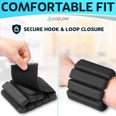 Гантелі для зап'ястя та кистей Cozlow (Чорні, набір 2 шт, 0.45 кг кожна)