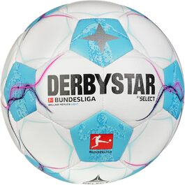 Футбольний м'яч Derbystar Bundesliga Replica Light V24, розмір 4, білий/синій/рожевий, для юніорів