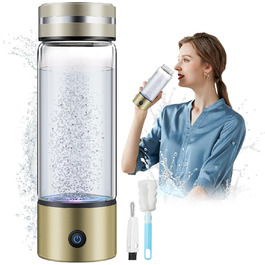Воднева пляшка для води 420 мл, золота, SPE PEM технологія, SGS сертифікат, 4000PPB, подвійна концентрація, очищення за 3 хвилини