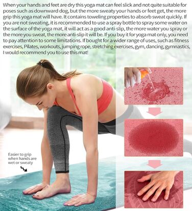 Килимок для йоги LaiEr, неслизький, екологічний, з ручкою для перенесення, товщина 6 мм, 183 x 61 см, для йоги, пілатесу та фітнесу (Water)