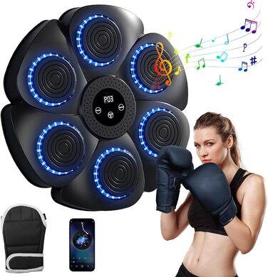 Розумна музична боксерська машина з Bluetooth, 9 режимів і 18 швидкостей, настінна, з боксерськими рукавичками для дому