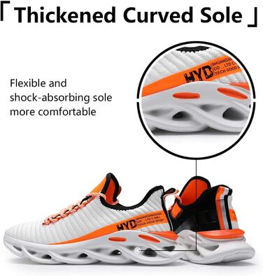 Чоловічі кросівки Ahico для бігу, фітнесу та крос-тренінгу. Slip-On, білі з помаранчевим, 42.5 EU