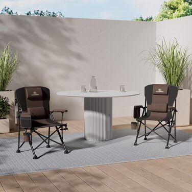 Зручний складаний стілець для кемпінгу та риболовлі (колір: коричневий) | Макс. навантаження: 160 кг | З подушкою, кишенями та тримачем для напоїв