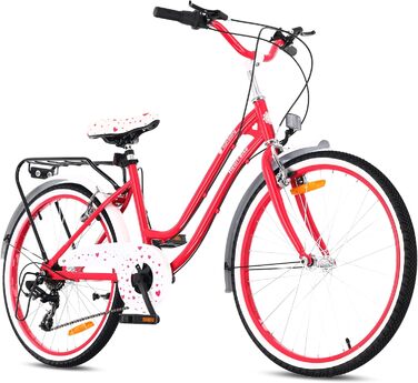 Дівчачий велосипед Sun Baby 20 дюймів, 6 швидкостей Shimano, для дітей 6-10 років, білий/золотий, Heart Bike