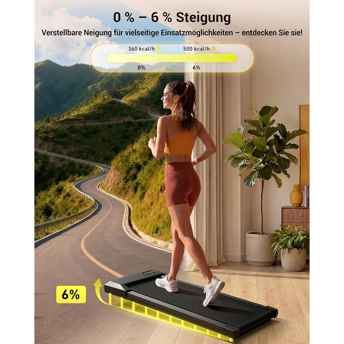 Складана бігова доріжка MJWW Raceable Walking Pad з нахилом 6-9%, потужність 2.5/3.0 HP, керування через додаток, AI-тренування, LED-дисплей, Jet Black 90 см, для дому та офісу
