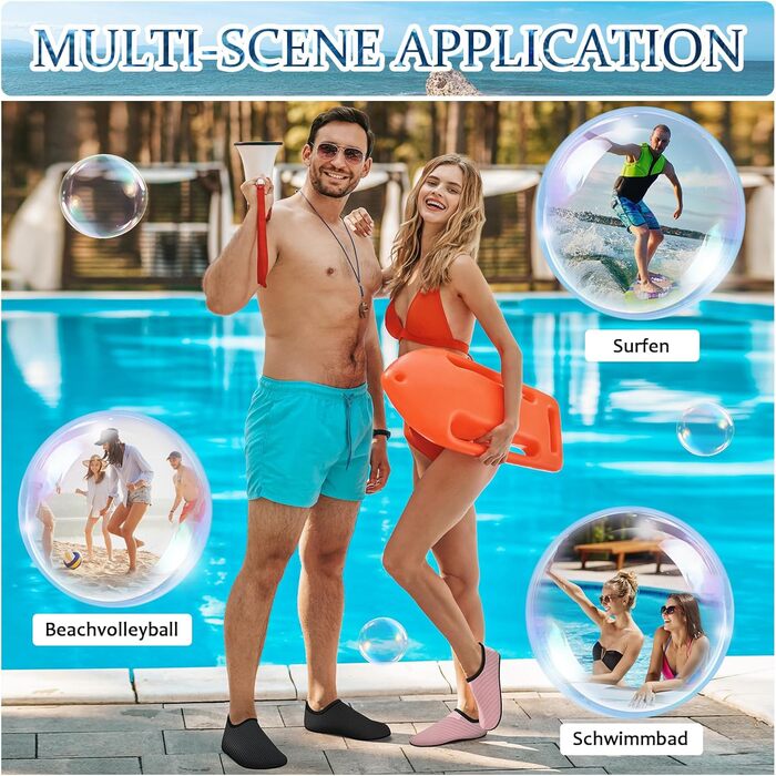 Чоботи для плавання жіночі та чоловічі, аквашузи, шкарпетки для плавання, пляжні чоботи, легкі серфові чоботи, швидковисихаючі, неслизькі, для водного спорту, чорні смужки, 36/37 EU