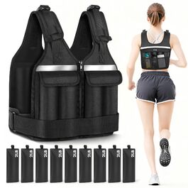 Регульована вагова жилетка для жінок та чоловіків, 0,6 - 8,7 кг, 9 вантажних пакетів, для фітнесу, силових тренувань, бігу та ходьби