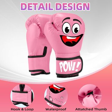Дитячі боксерські рукавички, 4oz - для спарингу, тренувань, MMA, Муай Тай, кікбоксингу та бойових мистецтв (Рожеві)