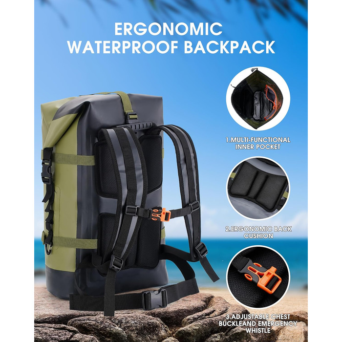 Водонепроникний рюкзак IDRYBAG 35L/55L для подорожей, каякінгу, SUP та плавання
