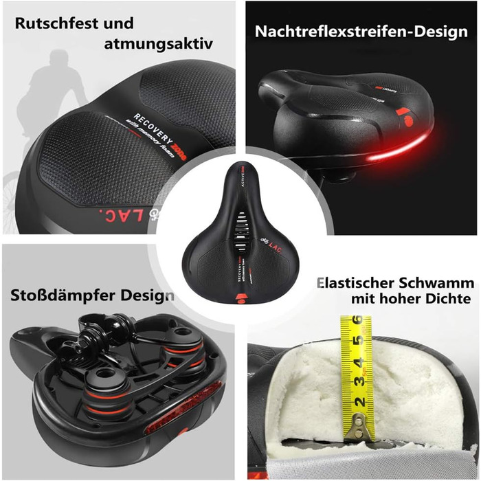 Велосипедне сідло Lachesis: комфортне, гелеве, з підвіскою для чоловіків та жінок. Підходить для MTB, шосе та трекінгових велосипедів (червоний)