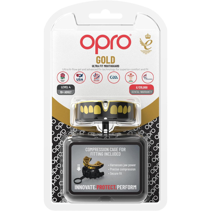 Захисна капа OPRO Gold для боксу, MMA, хокею, лакросу, контактних видів спорту, для дорослих і дітей, чорна/золота, преміум комфорт