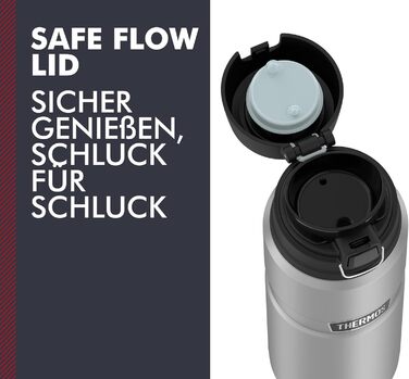 Термос-бутилка Thermos Stainless King 0,7 л з нержавіючої сталі, матова, з кришкою Safe Flow, 15 годин гарячого/24 години холодного, пляшка для води та чаю, придатна для миття в посудомийній машині, BPA-free