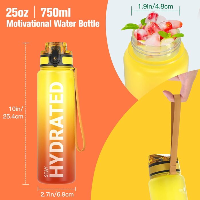 Спортивна пляшка Sahara Sailor 750 мл, тританова, BPA-free, герметична, для води, для спорту, велосипеда, кемпінгу, йоги, фітнесу, вогняний дизайн
