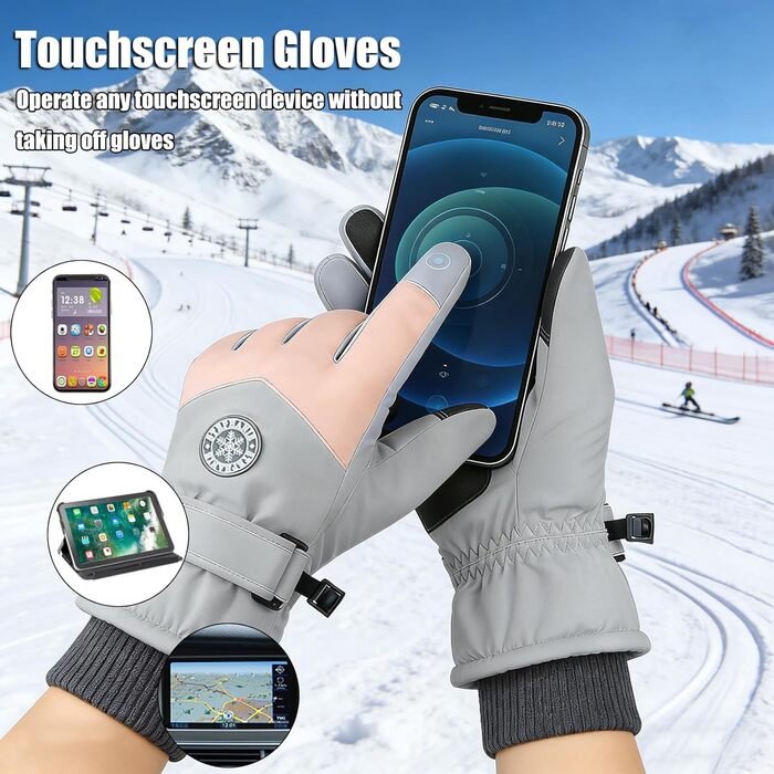 Чоловічі зимові рукавички KXF з шкіри, утеплені флісом, вітронепроникні, теплих кольорів (світло-сірий, рожевий)