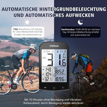 Велокомп'ютер CYCPLUS GPS бездротовий, водонепроникний з ANT+ Bluetooth, LCD 2.9