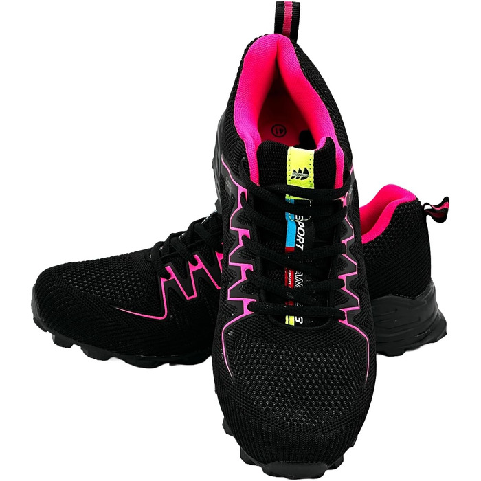 Чоловічі та жіночі трекінгові кросівки для хайкінгу та бігу, зручні кросівки для активного відпочинку, чорно-зелені (36 EU, чорний фуксія)