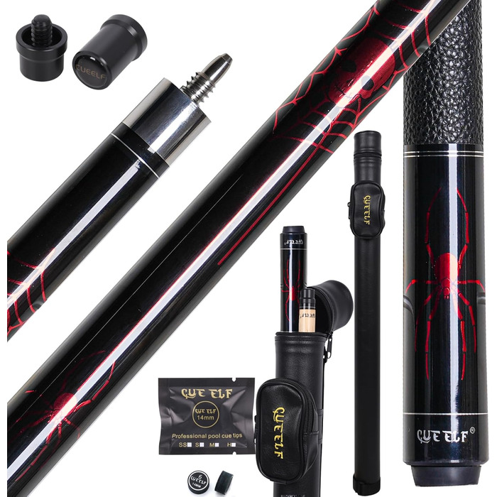 CUEELF Більярдний кий Scorpion з канадського акації, 147.3 см, професійний, 553-595 г, 21 oz WD-SP-Red