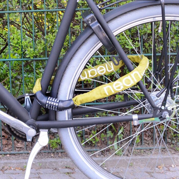 Велосипедне замкове обладнання Nean: ланцюговий замок з кодом, 6 мм, 900 мм, зелений