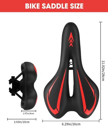 Гелевий велосипедний сідло MSDADA для жінок та чоловіків, водонепроникний, червоний