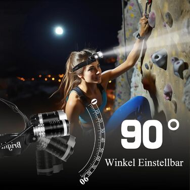 LED налобний ліхтар NREDXOON з акумулятором, USB-C, 5 режимів освітлення (вкл. червоне), водонепроникний IPX4, надяскравий для кемпінгу, бігу, ремонту та надзвичайних ситуацій (2 шт.), чорний