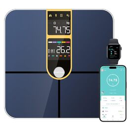 Розумні ваги Healthkeep Bluetooth з подвійним VA-дисплеєм, ITO-покриттям, вимірюванням 16 показників тіла і пульсу, додатком для Android/iOS, до 180 кг, золоті