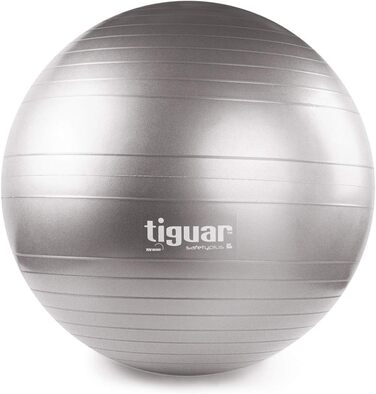 Гімнастичний м'яч tiguar Safety Plus 65 см сірий для сидіння, балансування та тренування тазового дна