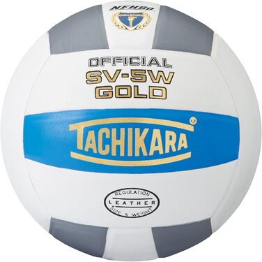 Волейбольний м'яч Tachikara SV5W Gold Competition Premium з натуральної шкіри, білий (синьо-біло-сріблястий)